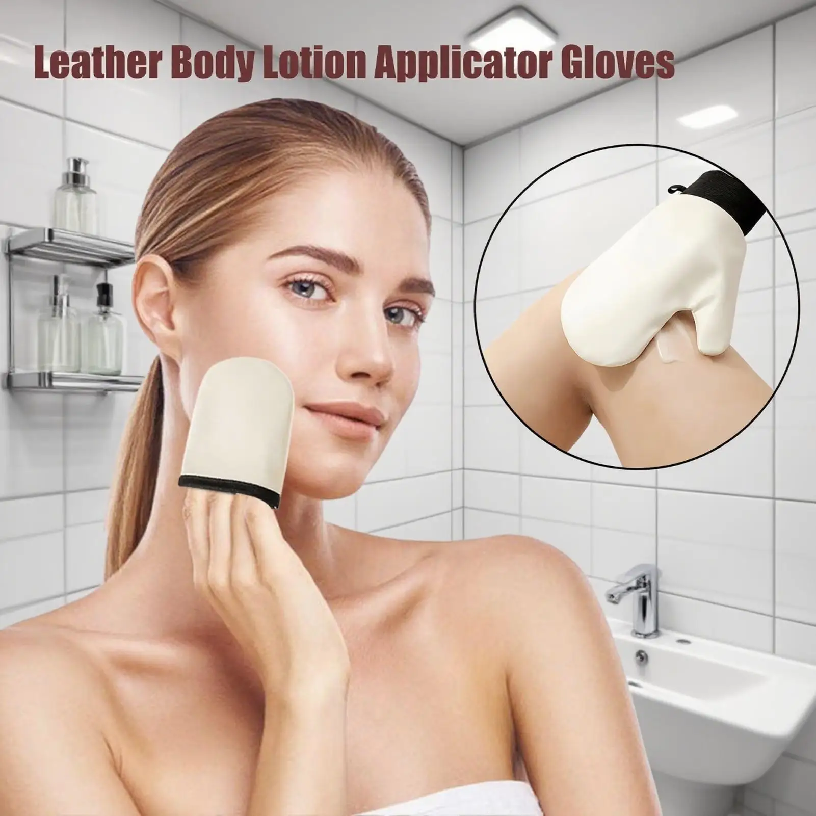 Gant de bronzage sans soleil, applicateur de gant auto-bronzant, applicateur de dos, gant de Lotion pour le corps lavable, applicateur de maquillage, artefact paresseux