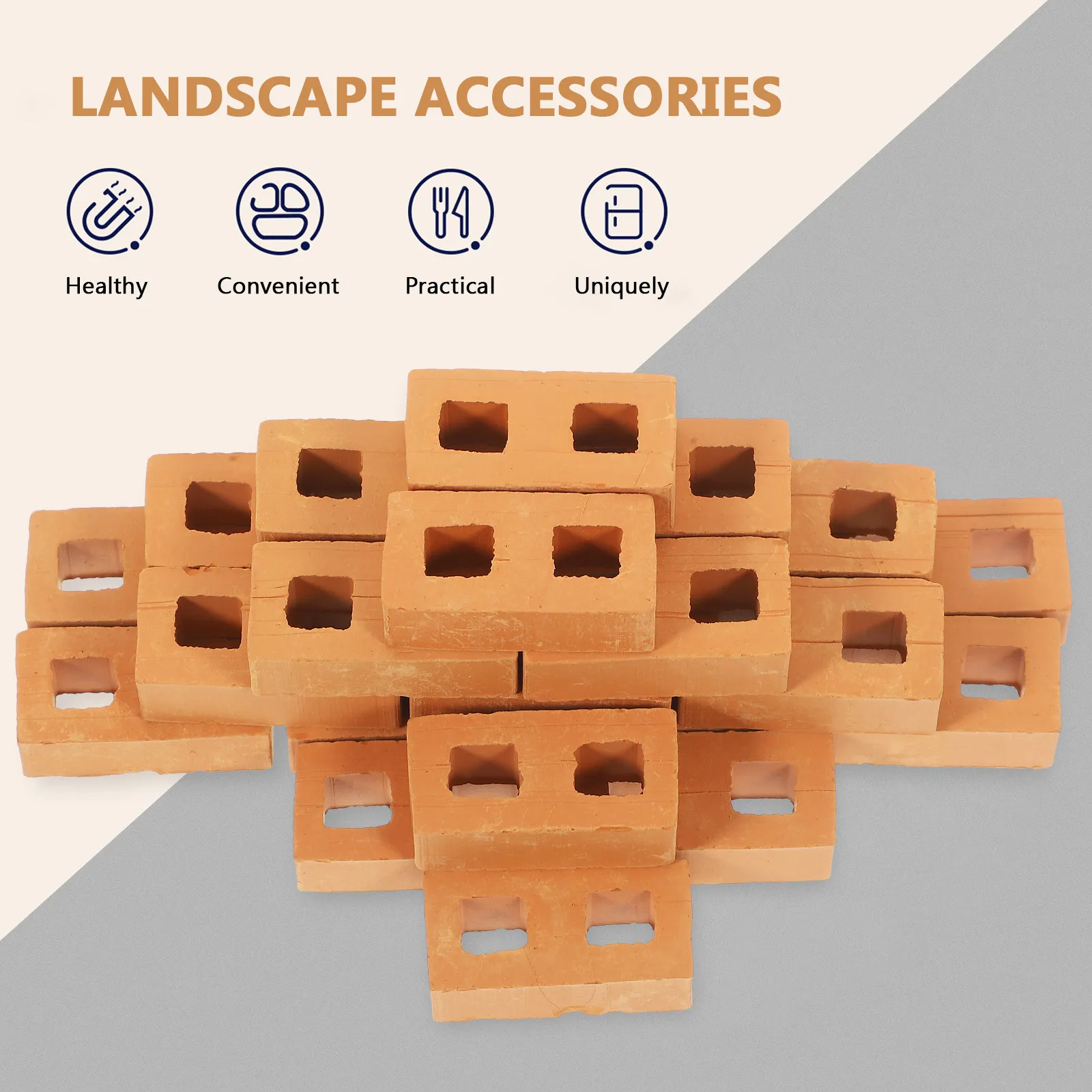 

30Pcs Miniature Bricks Faux Brick Decorations DIY Fake Wall Bricks Landscaping Accessories Sand Table Brick Decors