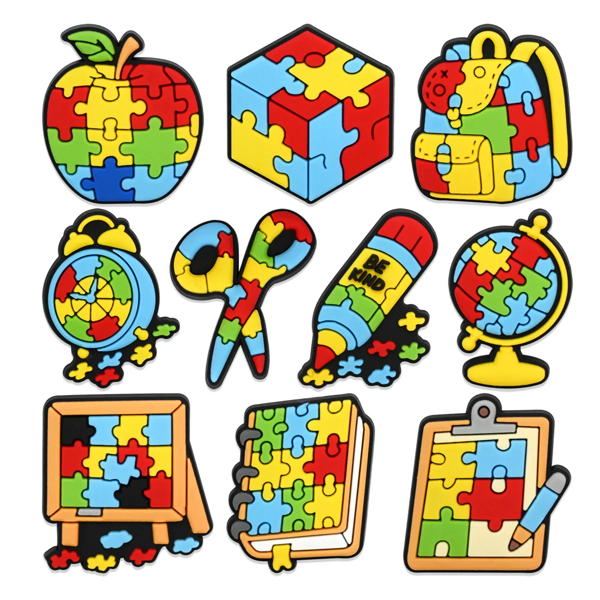 2pcs femal autism charactor series lovely shoe charms buckles accessories decorations for clog pencil box bag sneakers kids boys