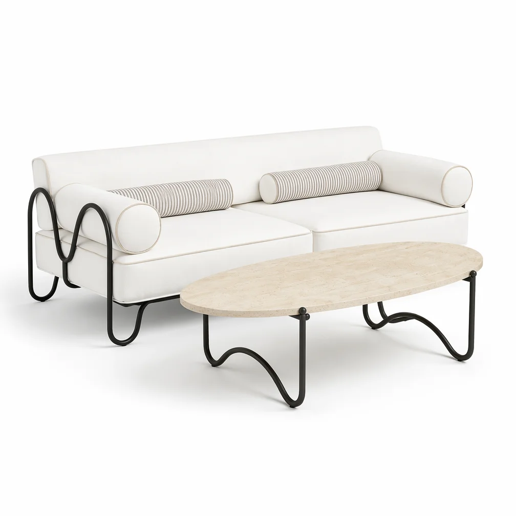&For Stainless Steel Outdoor  Table with Natural Travertine Marble Top for Patio Garden Hotel Country Yard Use