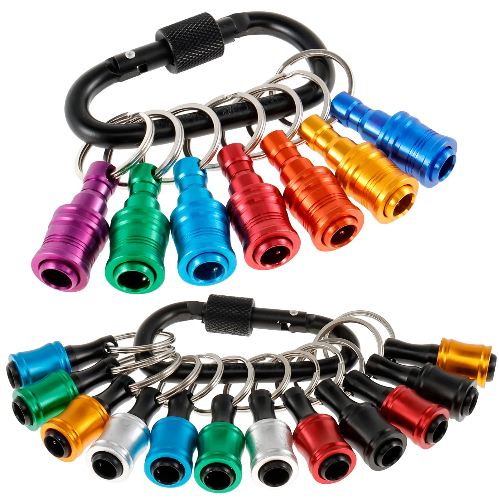 19Pcs Bit Holder Keychain 1/4In Hex Shank Screwdriver Bit Holder Quick-change Extension Bar Drill Screw Adapter Change Portable