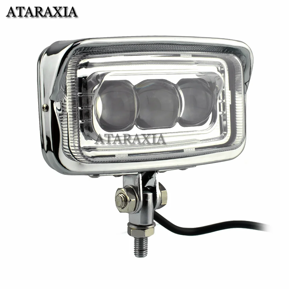 Motorfiets Vierkante LED Koplamp Hi/Lo Beam Retro Koplamp Vizier 10mm Bottom Mount Universele Voor Harley Cruiser Bobber chopper