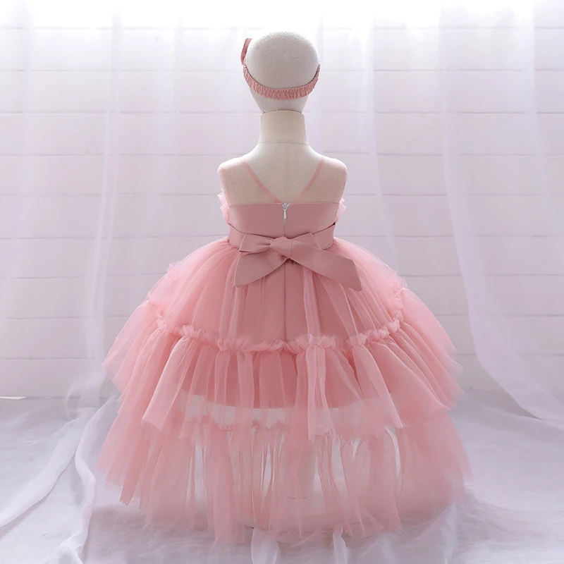 Toddler Trailing Ceremony 1 st Birthday Dress For Baby Girl Clothes Baptism Fluffy Princess Dress Girls Dresses Party Gown 0-2Y