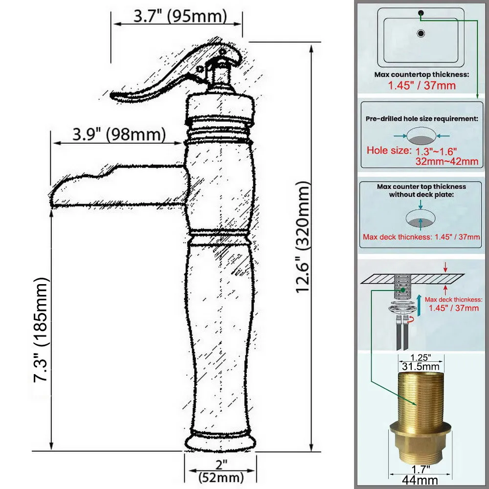 Antiqu Brass Faucet Water Pump Look Style Bathroom Sinks Hot & Cold Water Mixer Tap dnf125