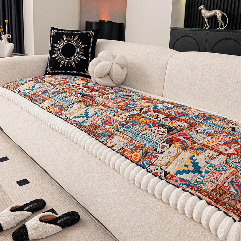Bohemian Thick Sofa Cover 2026 Anti-Slip Plush Couch Protector, Scratch-Resistant Mat for Pets Anti-scraping Plush Seat Cushion