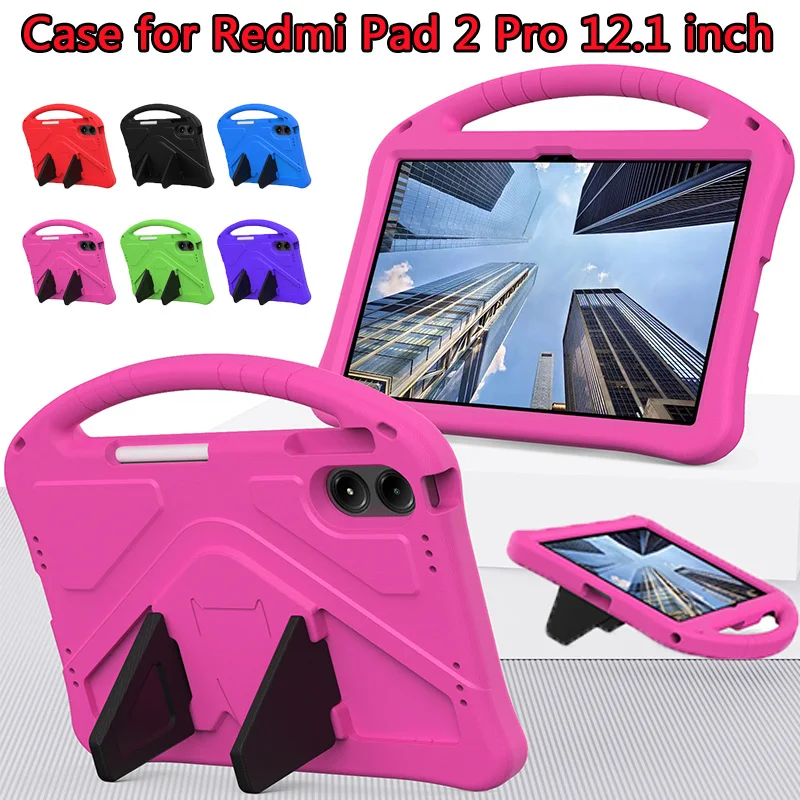 

Shockproof Kids Protective Case for Xiaomi Redmi Pad 2 Pro 12.1 2025 12.1 inch with Handle Kickstand Cover