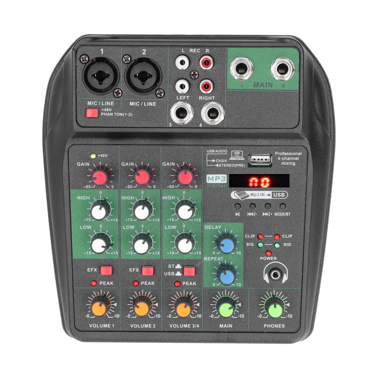 خلاط صغير محمول 4 قناة DJ الموسيقى الإلكترونية جهاز مزج الصوت لوحة الصوت وحدة التحكم لتسجيل الكمبيوتر الغناء البث عبر الإنترنت DJ المعدات #2