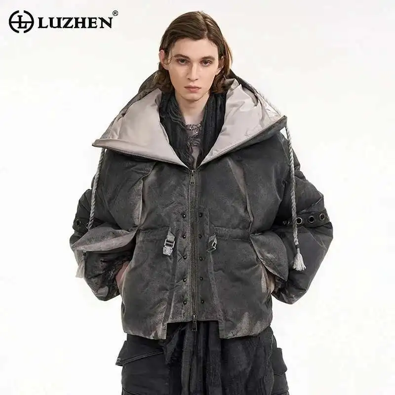 

LUZHEN 2025 New Fashion Personalized Street Drawstring Hooded Padded Coat Men's Original High Quality Stylish Bread Parka LZ8331