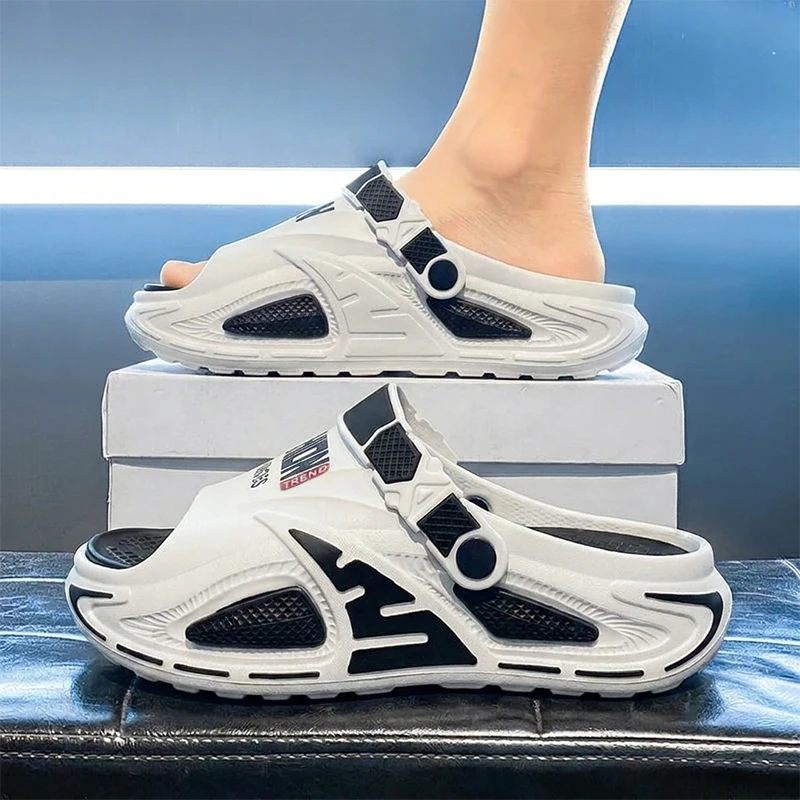 

Minimalist Neutral Shade Men Summer Slippers Anti Slip Shock Buffer Outsole Simple Styling Fit All Scenes Indoor Household