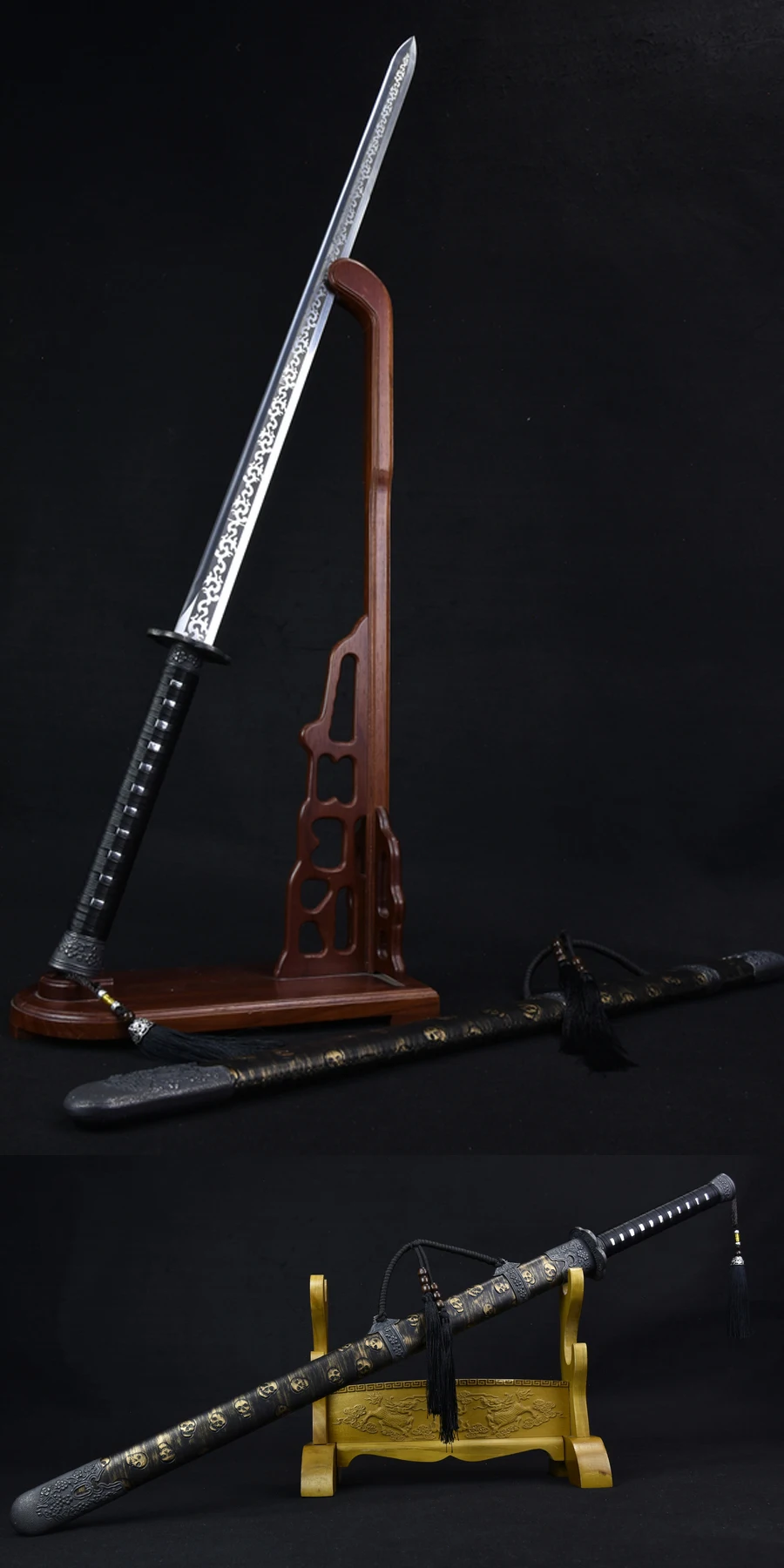 107cm Medieval Skull Battle Sword Stainless steel katana battle preparation Traditional retro handsome smart sharp weapon