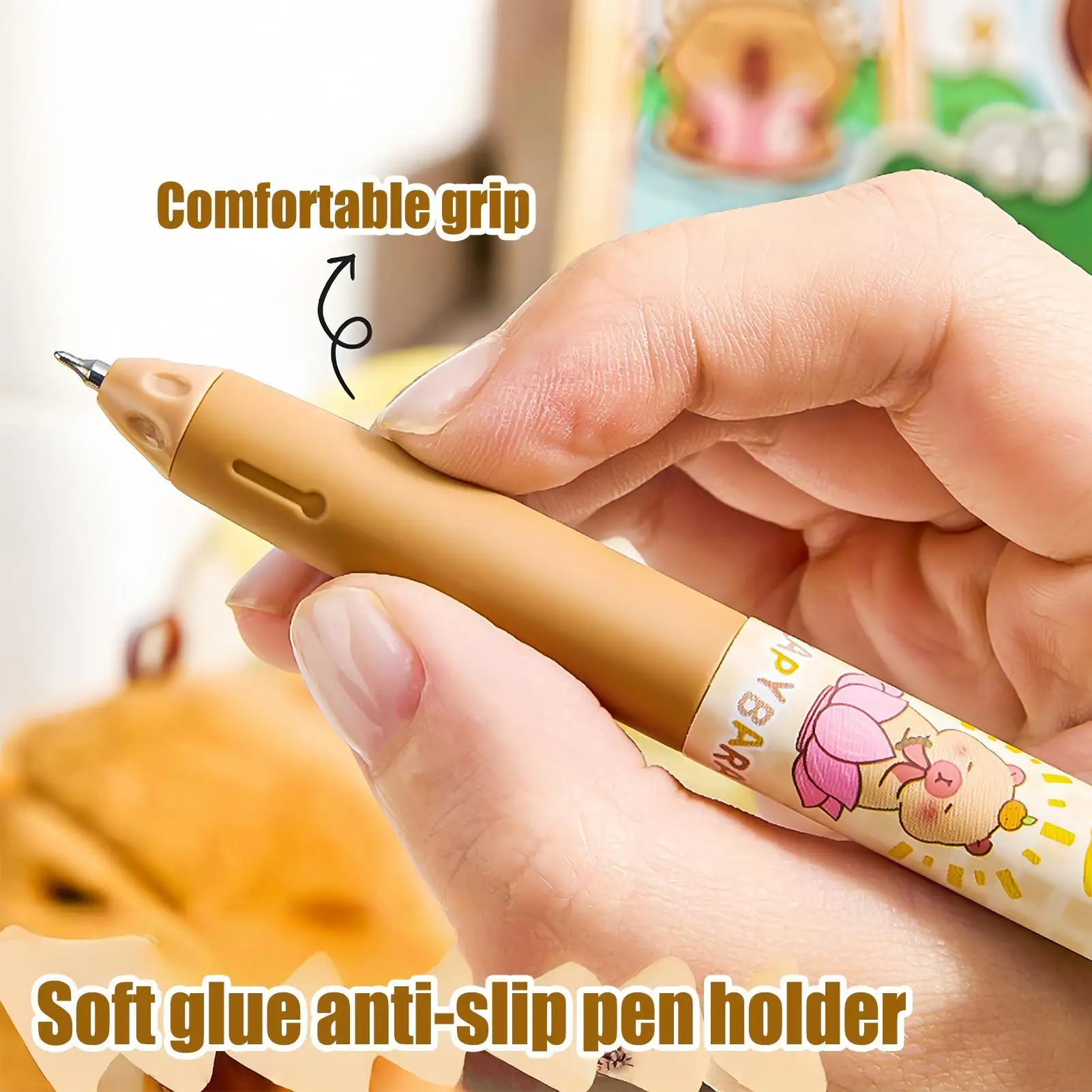 أقلام حبر كابيبارا قابلة للسحب حبر أسود جل أقلام التجفيف السريع مكتب الملحقات مضحك اللوازم المدرسية القرطاسية للفتيات الفتيان