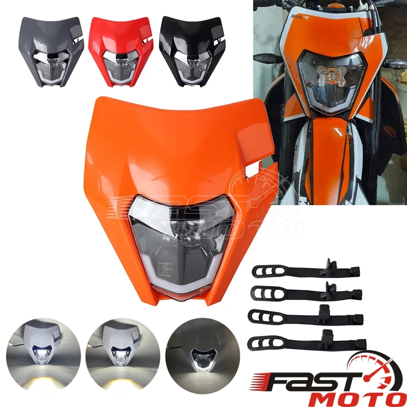 Motorcycle Crystal LED Headlight Fairing E8 Hi/Lo Beam DRL Running Headlamp For 690 SMC R 500 450 300 EXC XC-W XCW 350 EXC-F FE