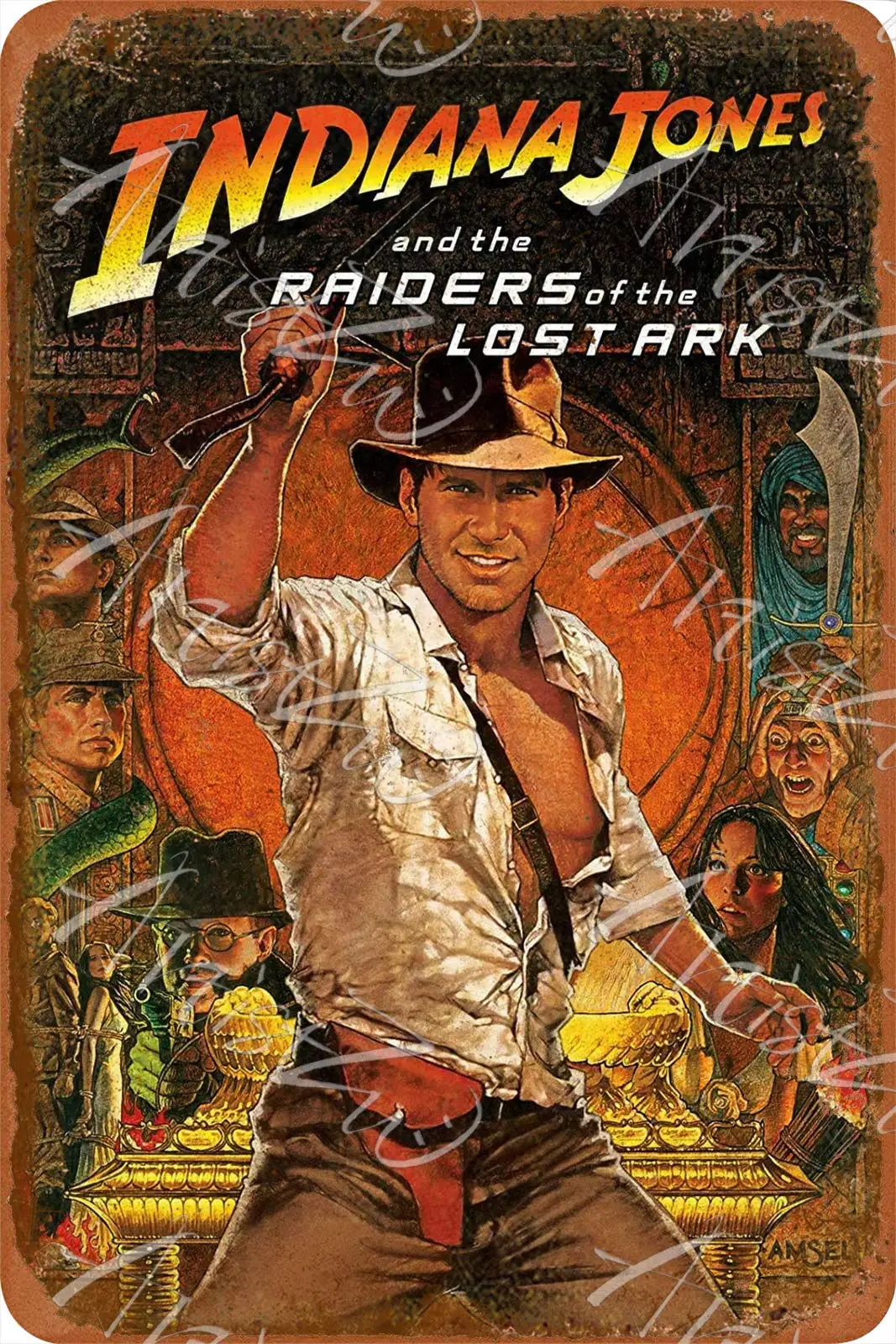 Metal Tin Sign For Classic Indiana Jones Raiders of The Lost Ark Film Vintage Retro Aluminum Sign 8x12 Inch