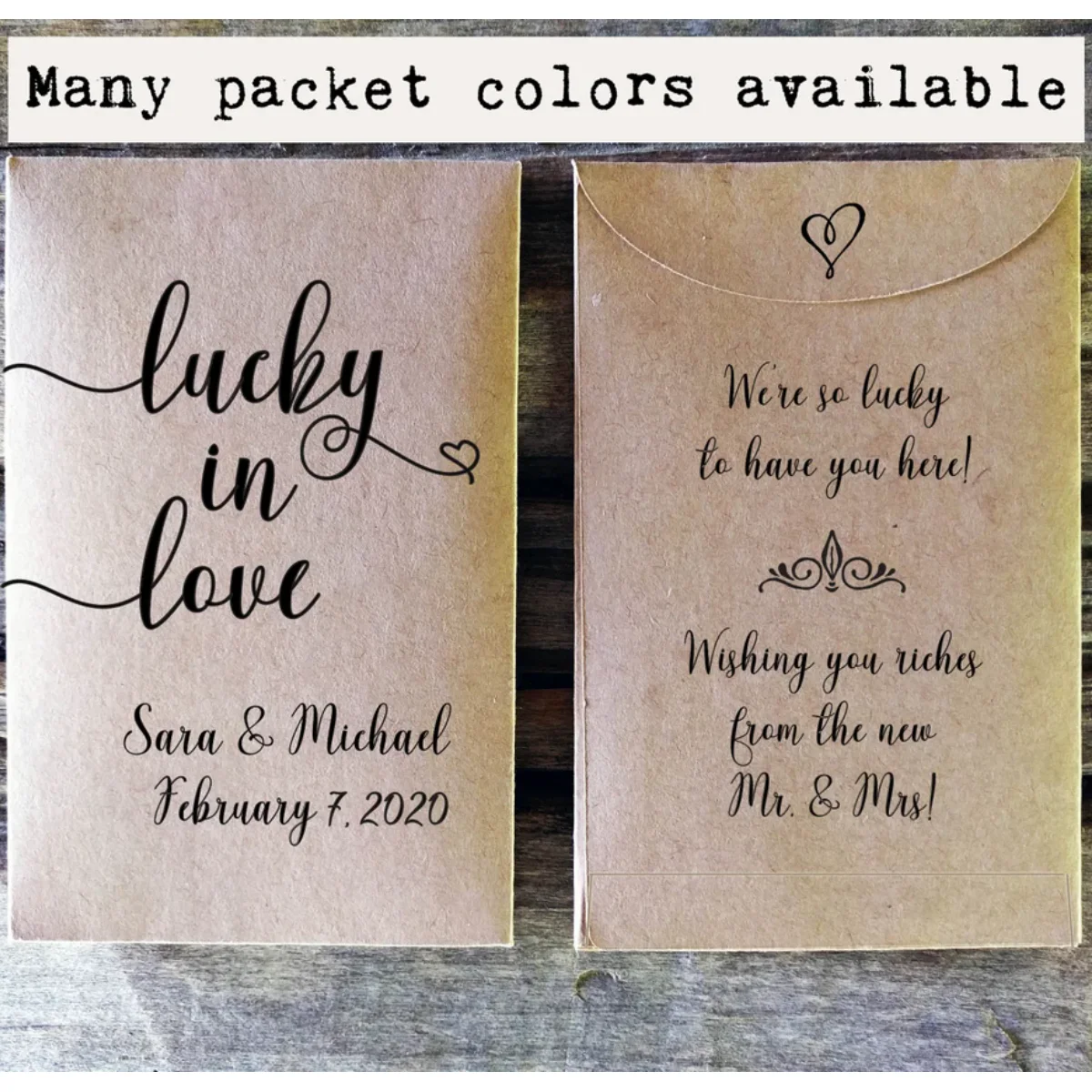 Lottery Ticket Wedding Favor Personalized Envelope, Vegas Theme Scratch Card Custom Envelope, Lucky in Love, Unique Rustic Weddi