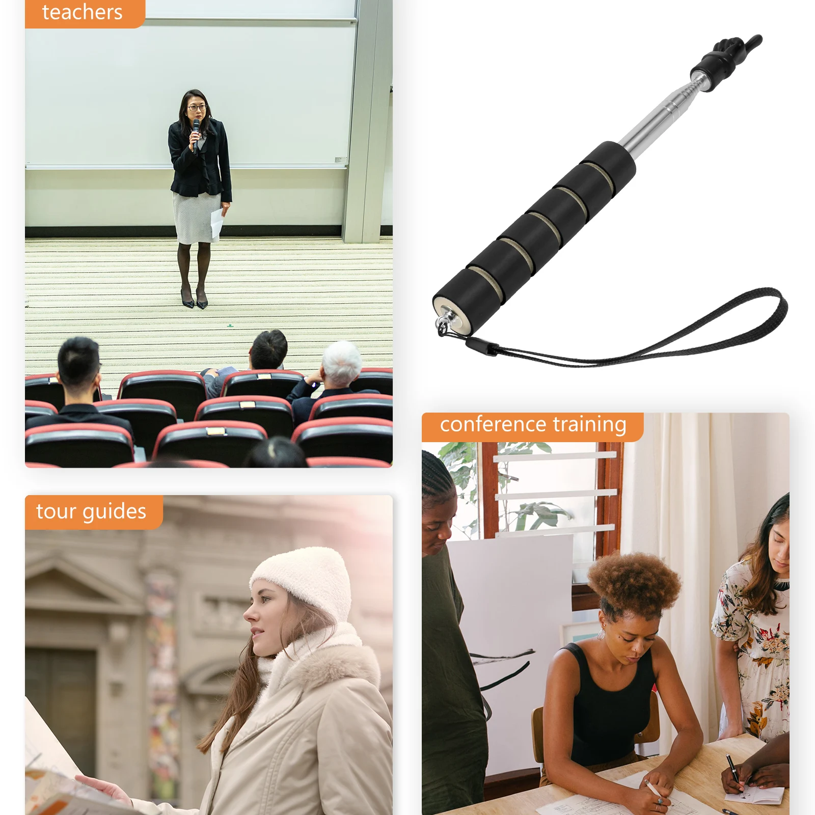 

Stainless Steel Extendable Reading Teaching Stick Ideal Blackboard Pointer Multi Function Tool for Teachers Home Office Decor