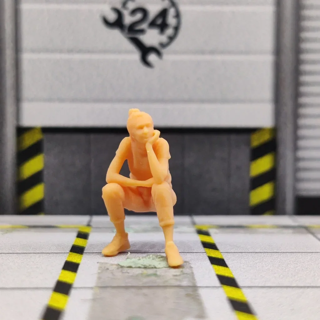 1/64 Modell Harz im Maßstab 1/43 sitzen denken weibliche ungefärbte Miniatur Diorama hand bemalt t213