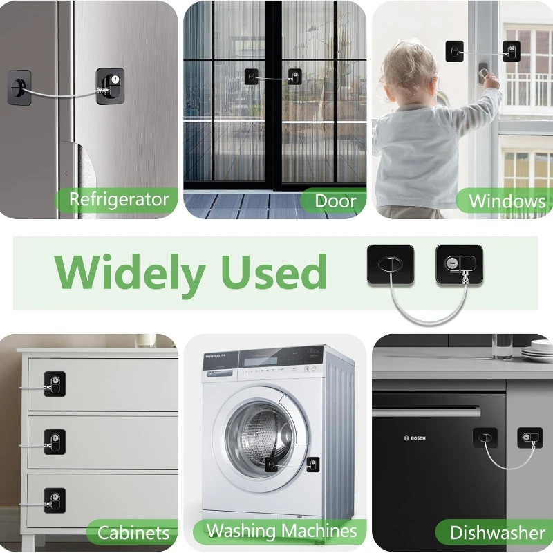 2/4/6 Stück Kühlschrankschlösser für Kinder mit Schlüsseln, selbstklebendes Baby-Sicherheitsschloss für Tür, Fenster, Schublade, Küchengerät, Toilette – Detail 9