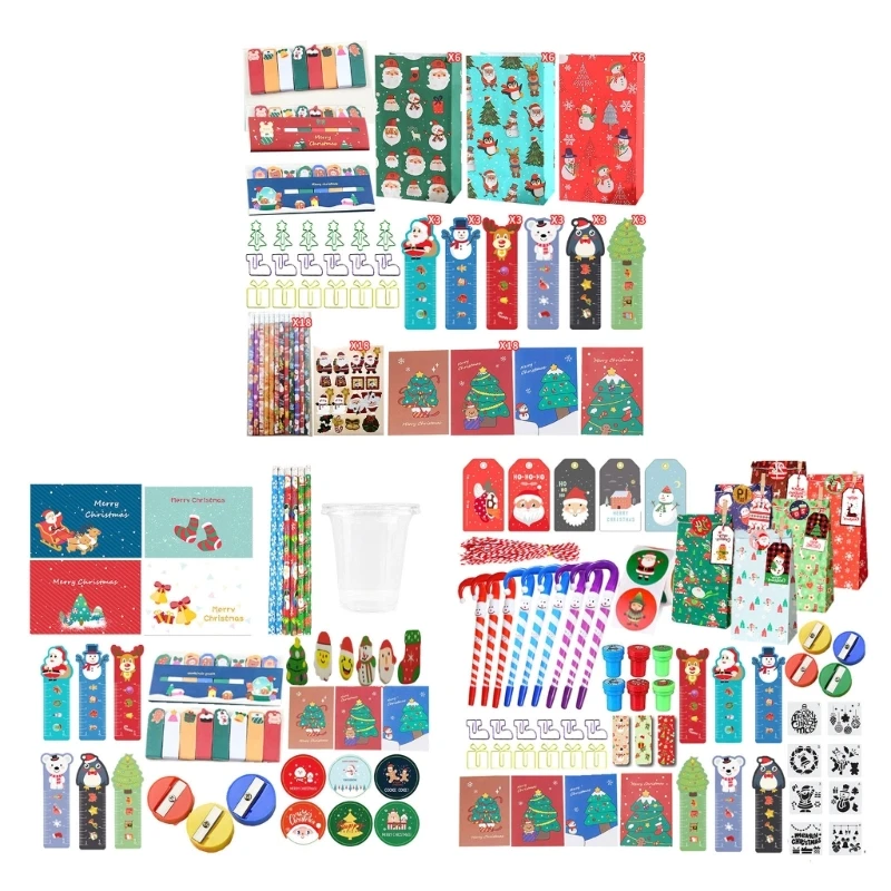 K1AA Weihnachten Thema Briefpapier Sets Bleistifte Weihnachten Briefpapier Tasche Schreibwaren Anzug