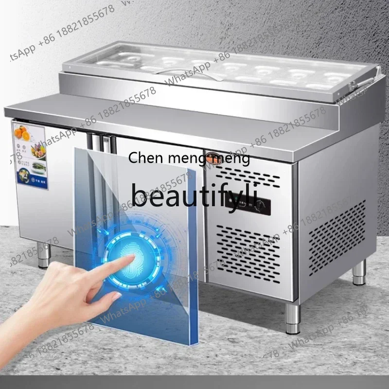 AB02 محطة تسلق البيتزا المبردة بالهواء التجارية محطة سلطة مسحوق الثلج سلطة الفاكهة المبردة عرض خزانة التشغيل T
