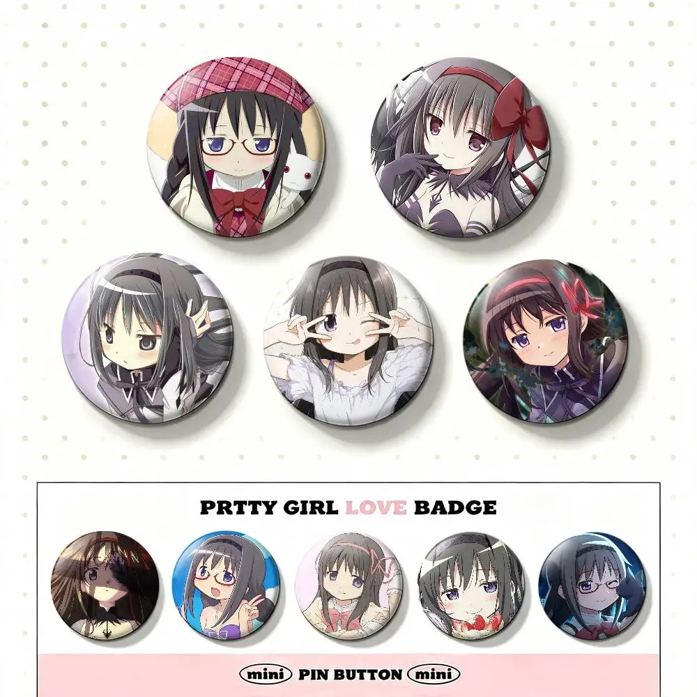 H-Homura A-Akemi Puella Magi Laser Badge Creative Pins Brooch for Bag Clothes Hat Decor Gifts Fans Collect