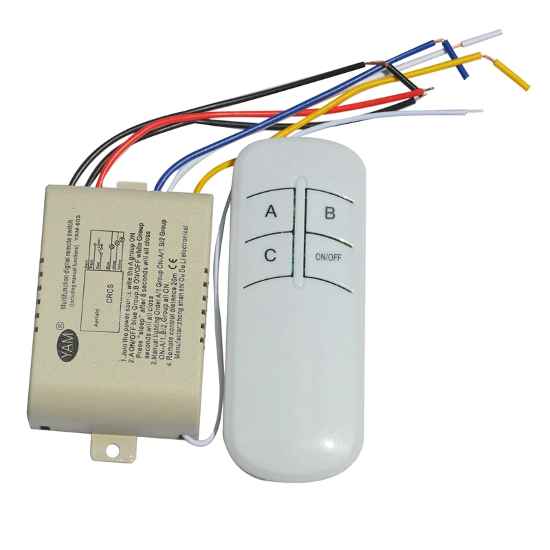 AEE7-Wireless ON/OFF 220V Lamp Remote Control Switch Receiver Transmitter Controller Lamp Home Replacements Parts