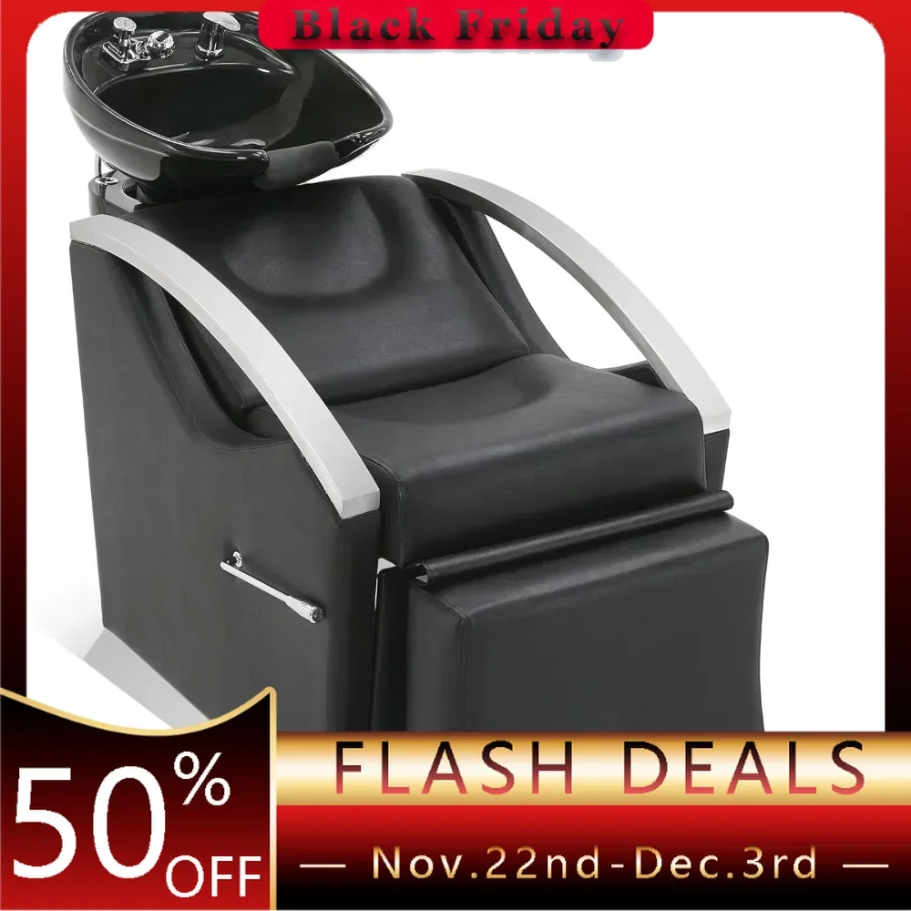 Ceramic Bowl Shampoo Chair Extended Ceramic Shampoo Bowl Sink Chair Station for Spa Beauty Salon Professional Hair Salon