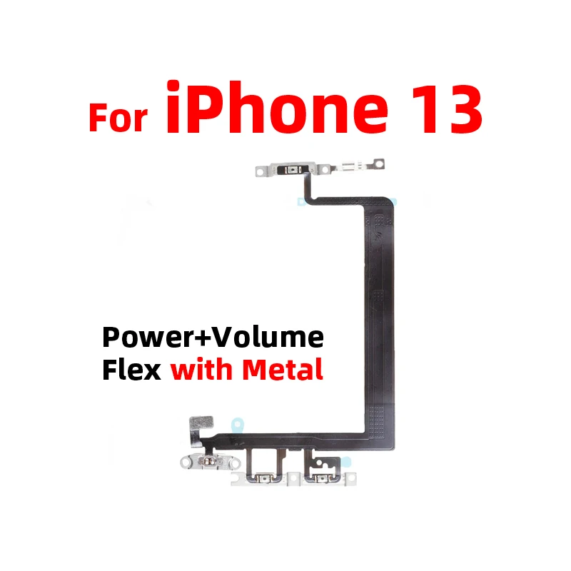 For iPhone 13 Power On Off Flex Volume Up Down Side Button Key switch on off button Ribbon Flex Cable With Metal