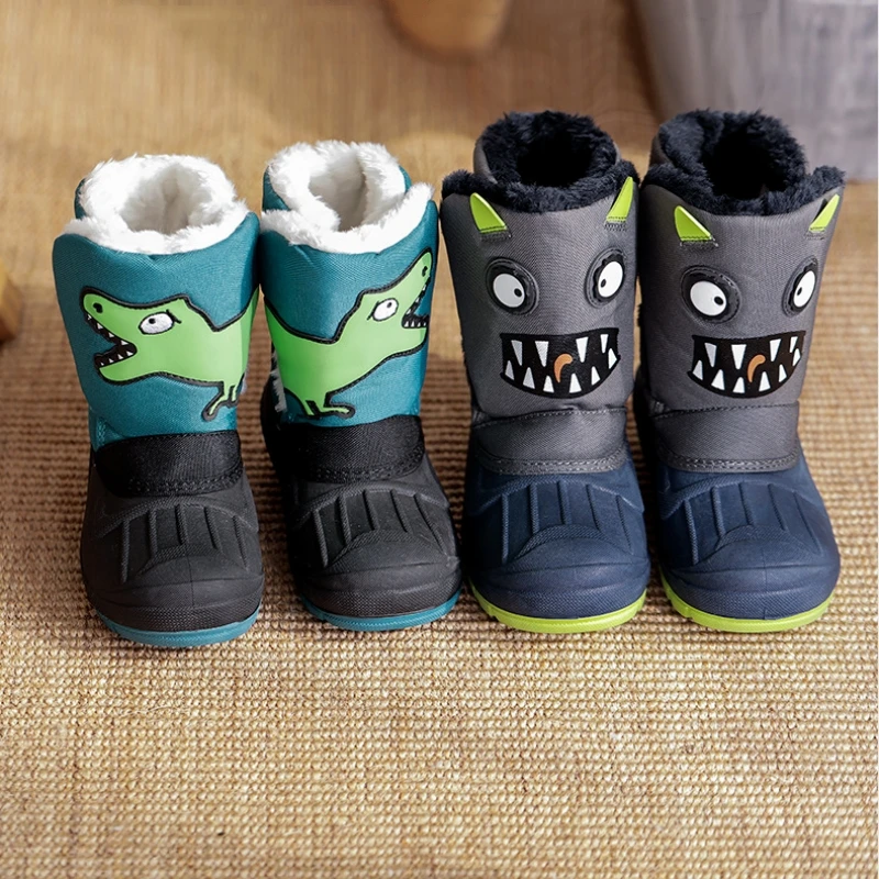 

Winter Girls Snow Boots Cartoon Unicorn Princess Dinosaur Boys Fashion Boots Waterproof Warm Plush Children's Shoes Little Kids