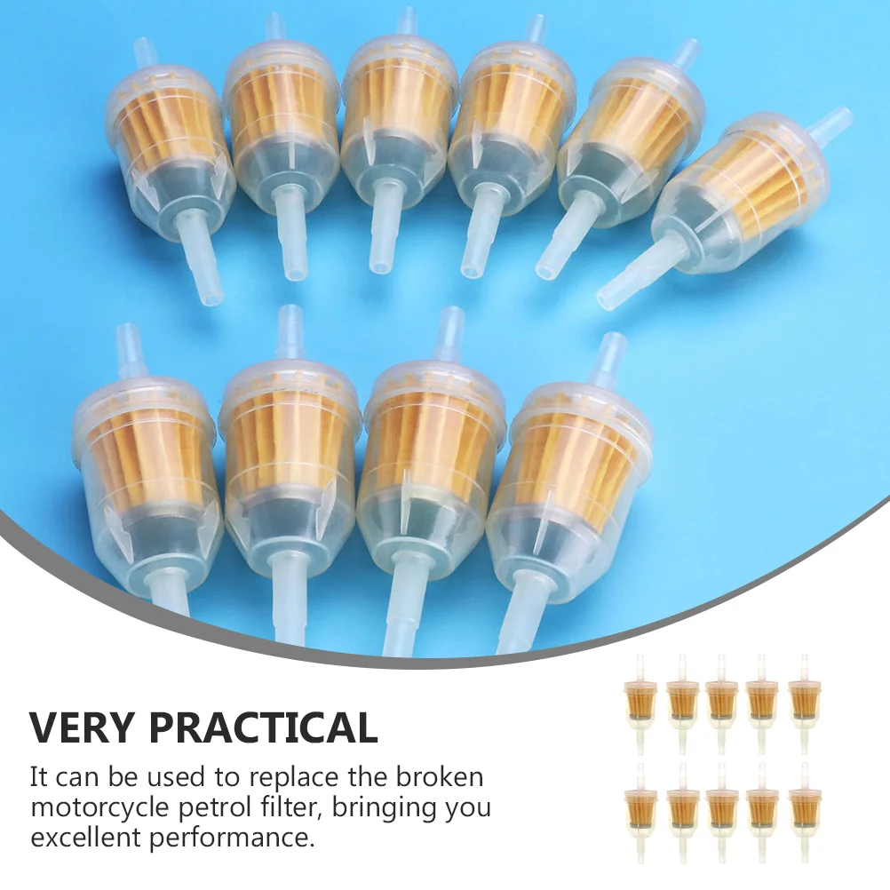 10 Pcs Gasoline Filter Motorcycle Petrol Filters for Oil Motorbike Inline Fuel Accessories Replacement