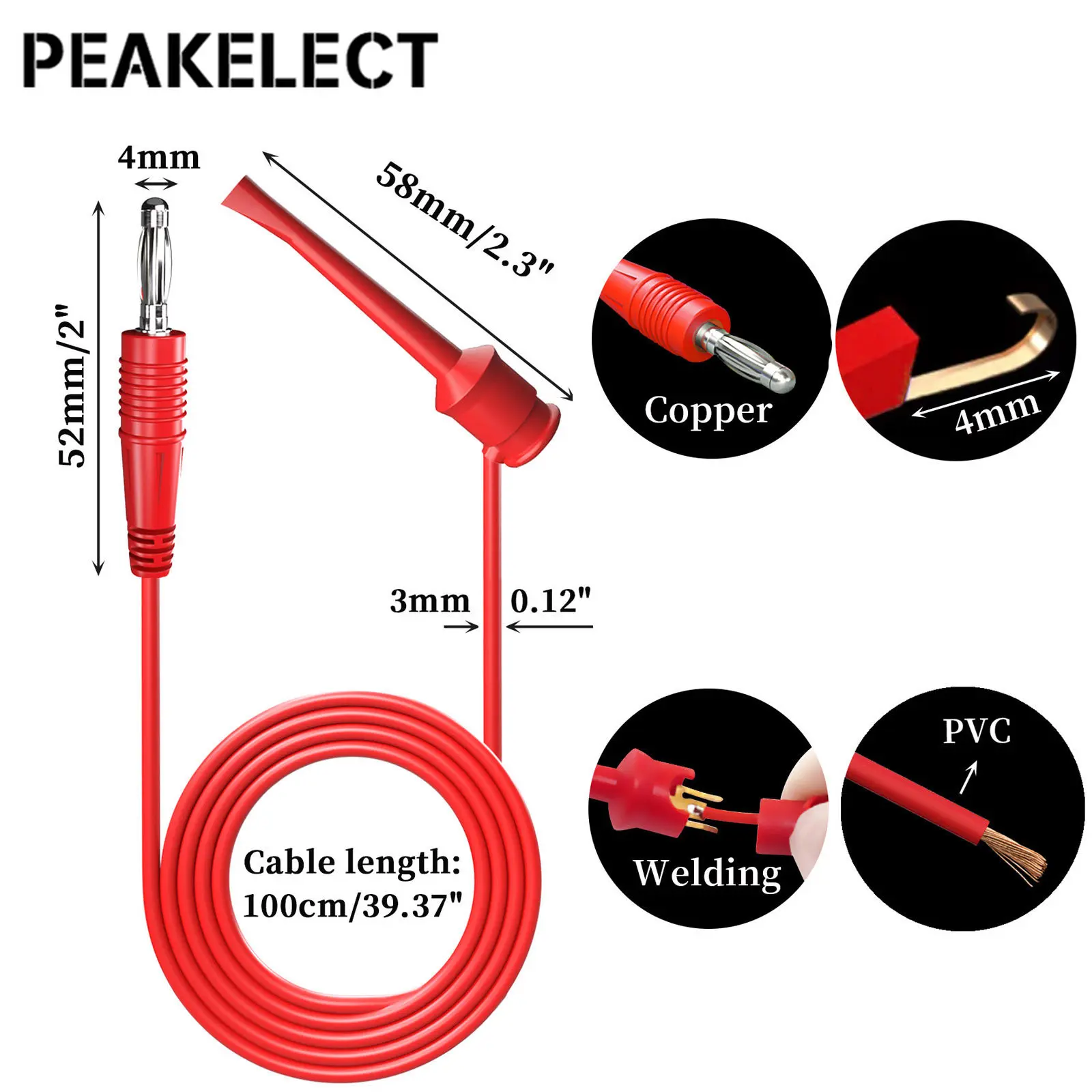 Peakselect P1039 2/4szt 4mm wtyczka bananowa do zaczepy testowe z uchwytami przewód testowy do multimetru 1M drut 500V/5A