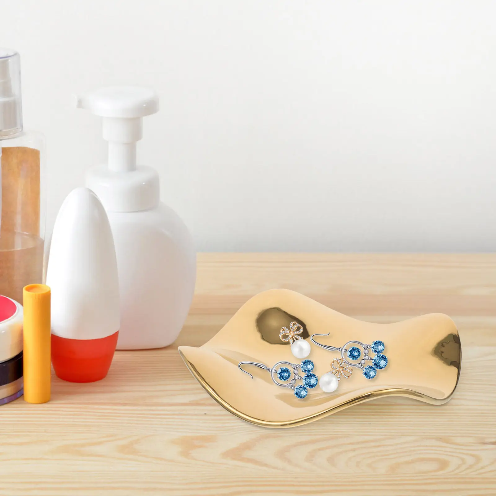 

Modern Jewelry Tray Elegant Design Desktop Organizer for Rings and Accessories Small Trinket Holder Space Saving Decor Piece