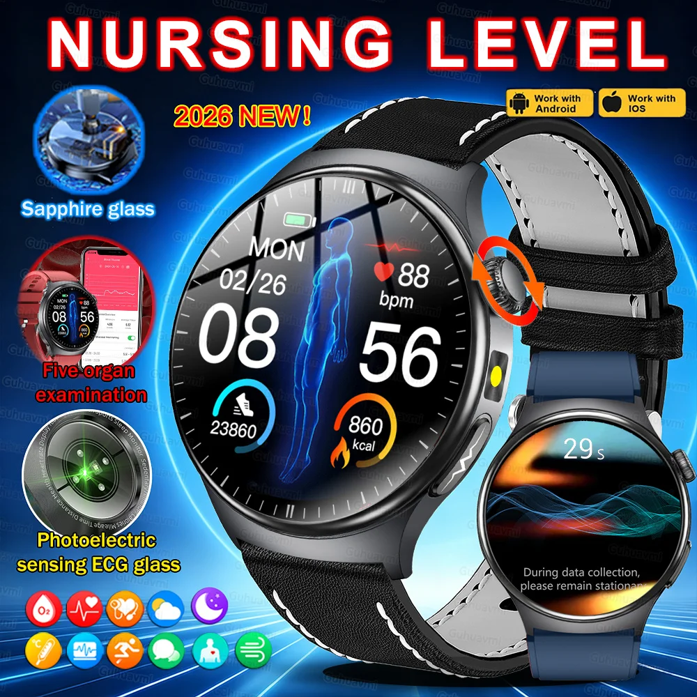 2026New High end sapphire Smart Watch Men Health Sport ECG AI Diagnosis  Blood Pressure IP68 Waterproof Smartwatch For Men women