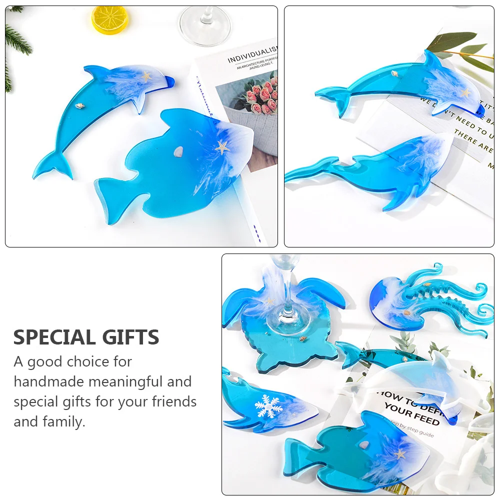 6Pcs Silicone Sea Turtle Mold Set for DIY Coaster Casting Sea Animals Cup Mat Handmade Craft DIY Crystal Epoxy Mold