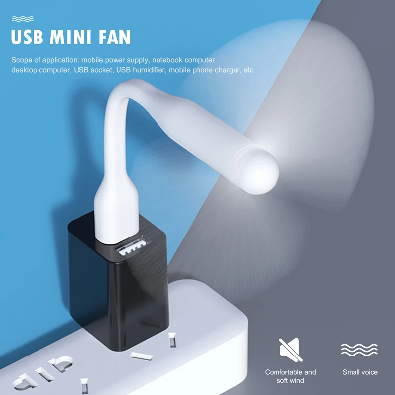 Portable Fan Mini USB Fan USB Mini Fan Soft Fan Suitable for Power Bank Computer Outdoor Portable Fan