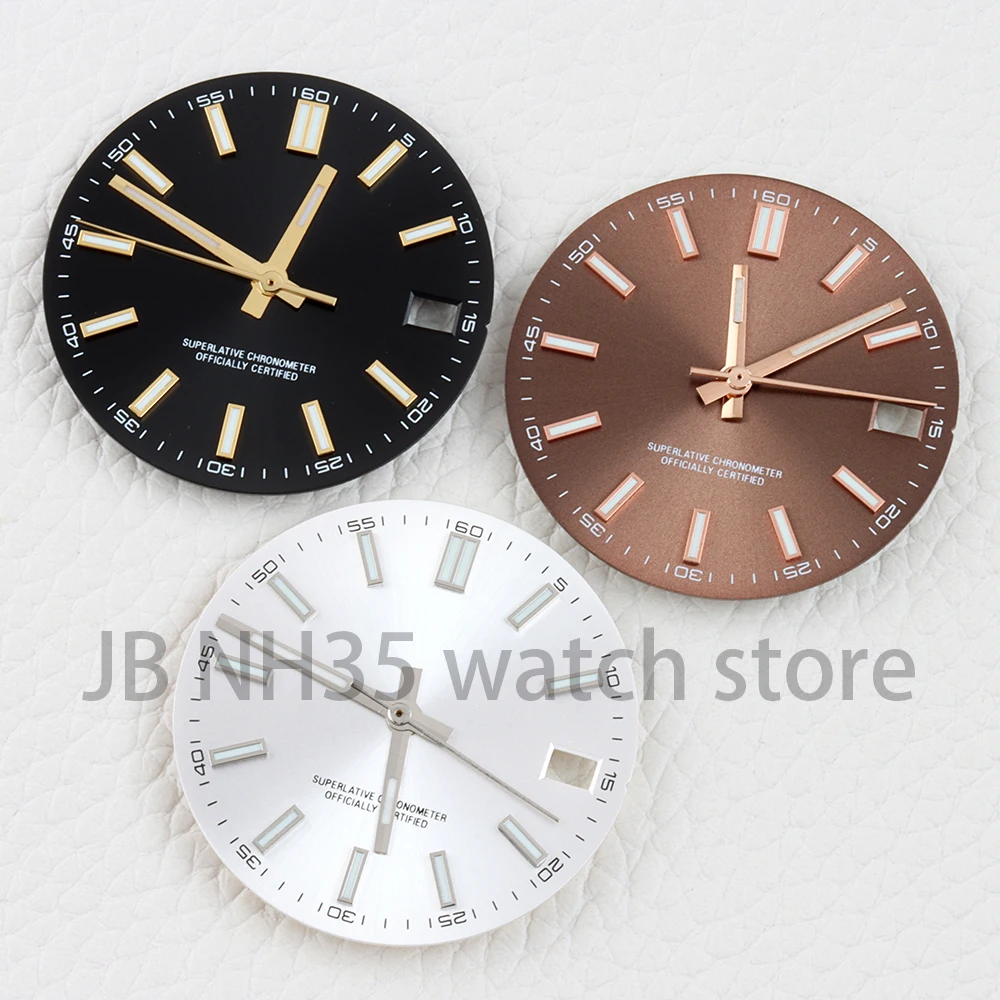 

28.5mm Dial NH35 Dial with Date Windows Blue Luminous Watch Dial + Pointer for Datejust NH35 NH36 Movement Watch Case Parts