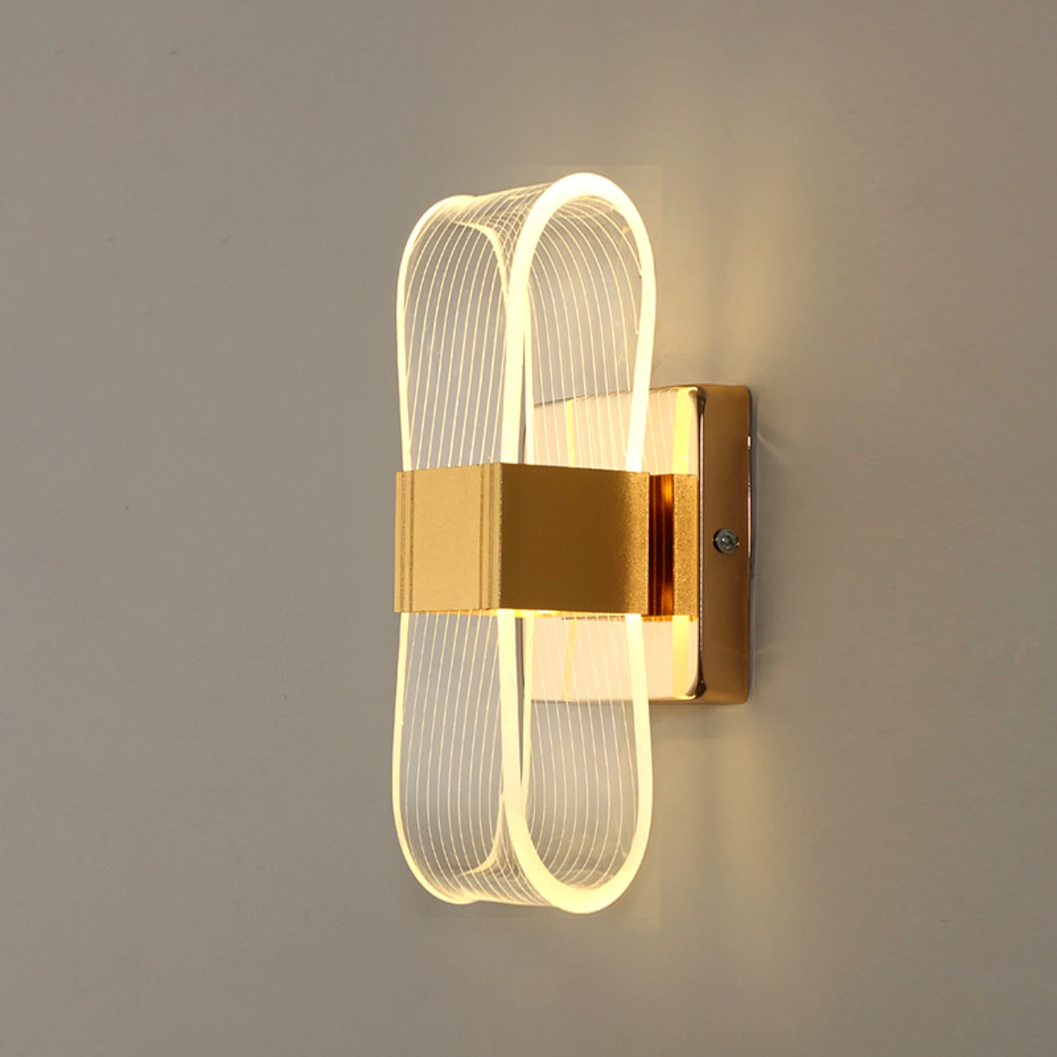 Lámpara de pared de aluminio acrílico de estilo nórdico moderno, elegante y cálida, luz de cabecera de lujo Simple con brillo, Perfe, nueva