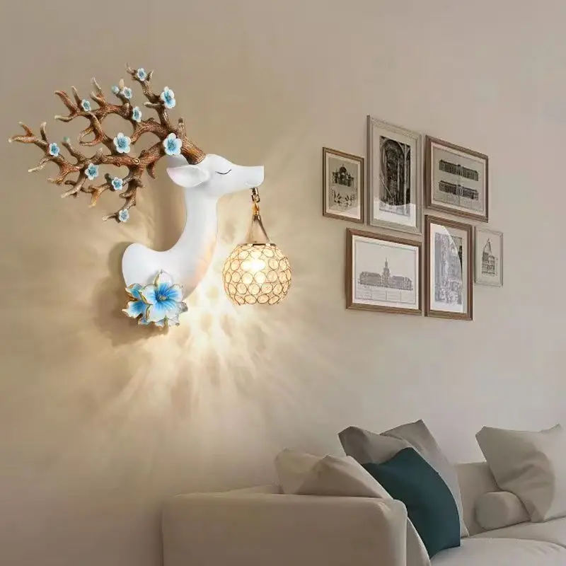 Imagem -05 - Debby-contemporânea Deer Wall Light Led Criativo Plum Blossom Decor Lâmpada de Resina para Casa Sala Quarto Corredor