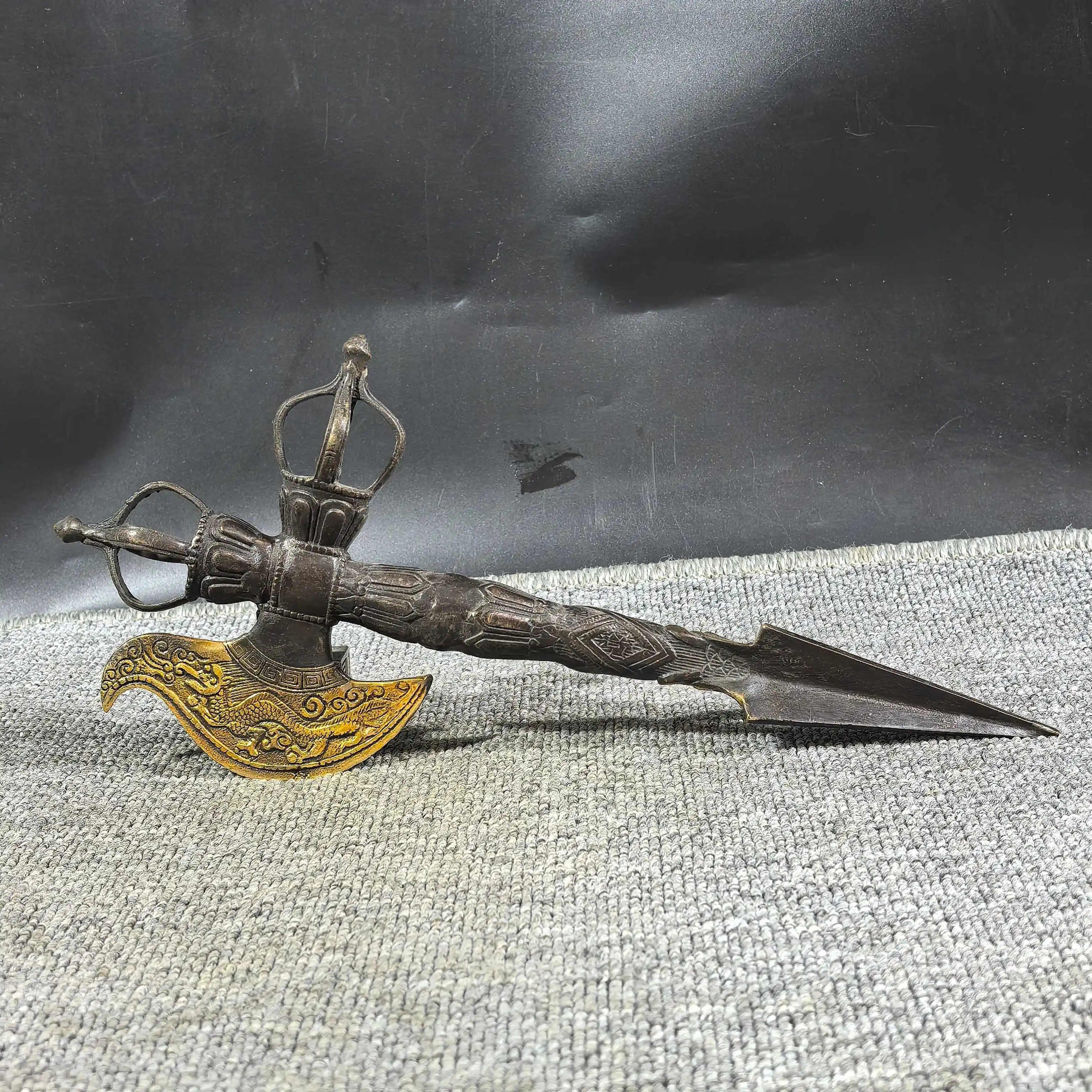 pure-copper-ritual-ornaments-diamond-pestle-demon-slaying-pestle-yue-knife-tantric-buddhist-treasures