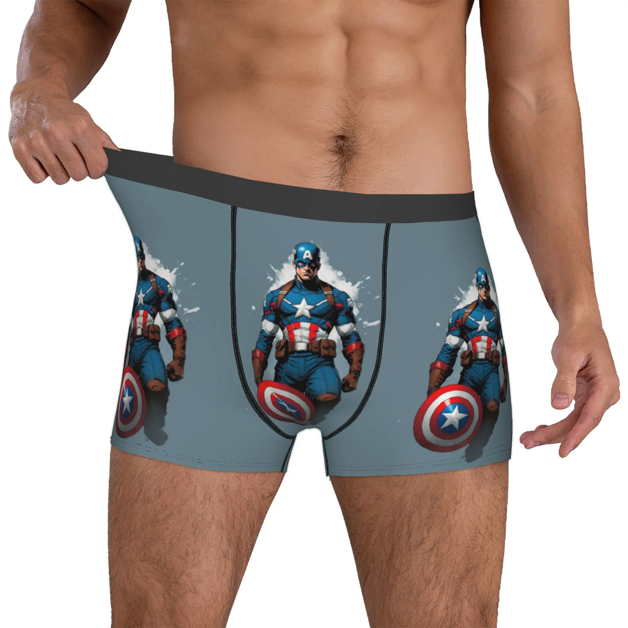 

Custom Captain Anime America Boxer Shorts For Homme 3D Print Underwear Panties Briefs Soft Underpants