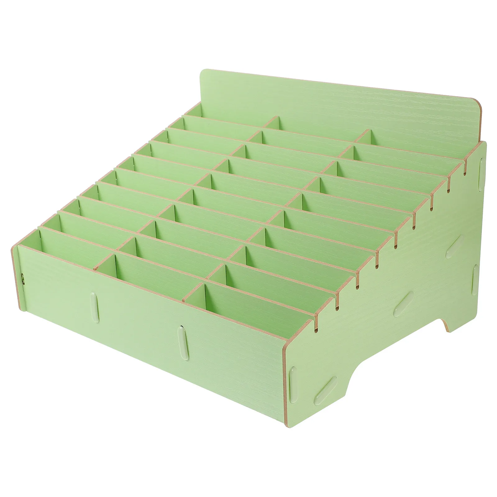

Wooden Multi-Compartment Phone Holder Desktop Organizer Cell Phone Storage Box Management Case Classroom Meeting Room