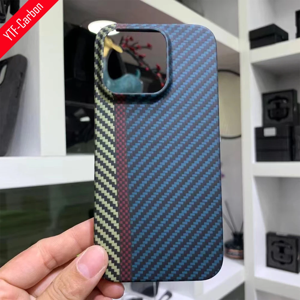 

YTF-carbon Pure Carbon Fiber Phone Case iphone 14 case Fine hole camera anti-fall cover iphone 14 Pro Max shell.