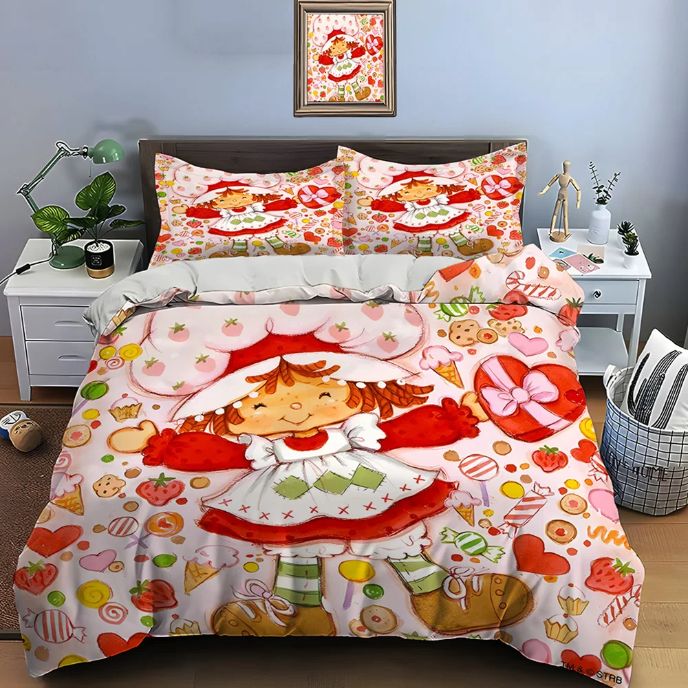 3pcs Cuete Cartoon  E-Emily Erdbeer Friends Printed Bedding Set 1 Duvet Cover 2 Pillowcases Boys Girls Children Luxury Gifts