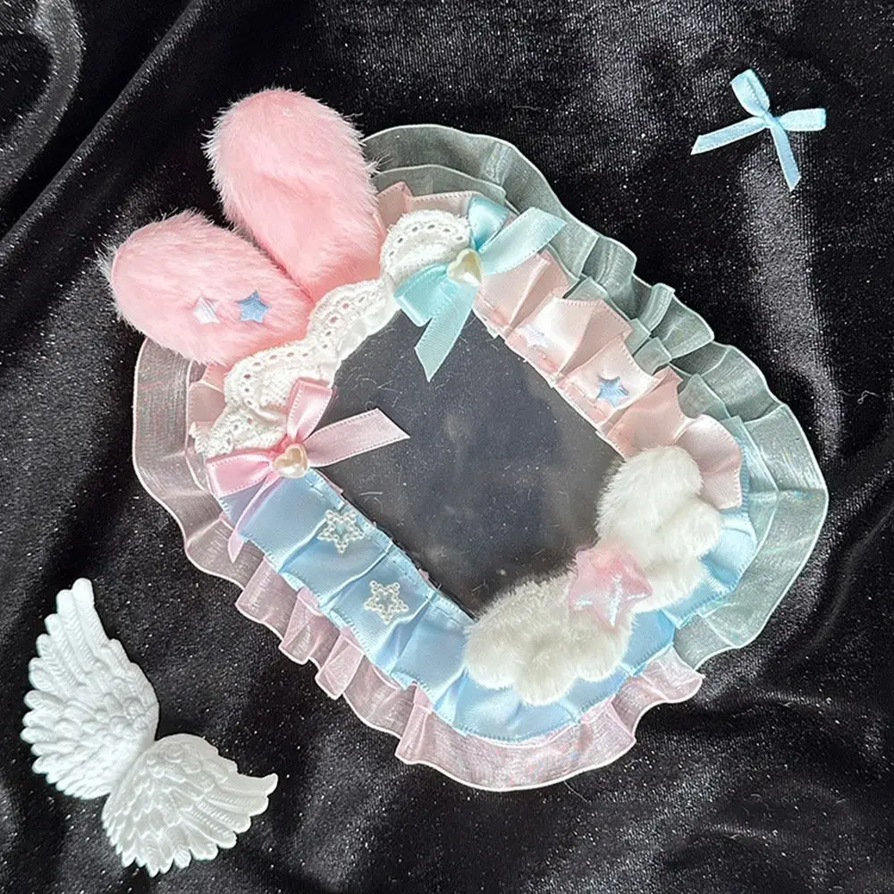 Cute Pink Bow Card Holder Lace Photo Protector Case Anime with Ribbon Photocard Holder