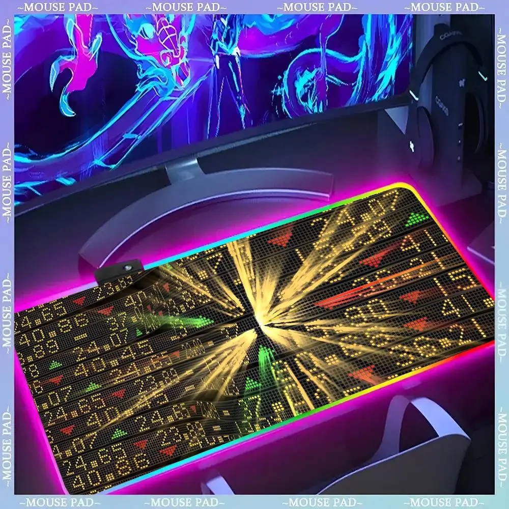 

Stock Market Chart Pattern Mouse Pad Gamer Luminescence Led Mouse Pad Gaming Table Rgb Deskmat Keyboard Pc Mousepad