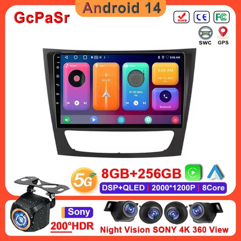 

Carplay Android 14 Head Unit For Mercedes Benz E-class W211 E200 E220 E300 E350 E240 E270 E280 CLS CLASS W219 Car Radio Stereo