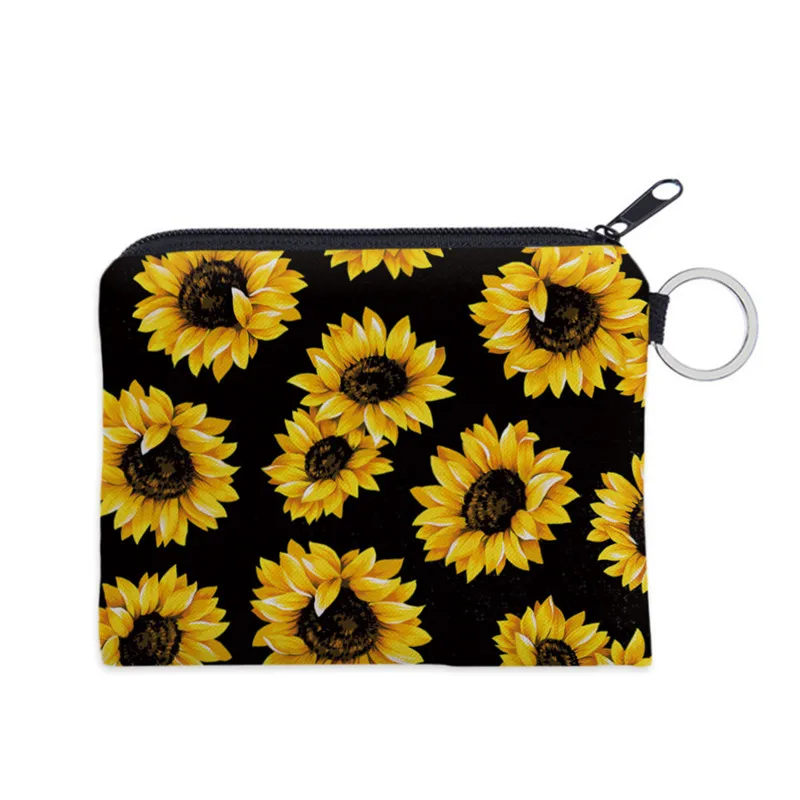 Cartoon Printing Coin Purse Classic Sunflower Change Bag Multi Functional Portable Key Card Bag Man Woman Wallet