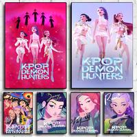 D-Demon Hunters KPop Poster Stickers HD Waterproof Painting Wall Art for Bedroom Living Room Home Decor Decoration Gift
