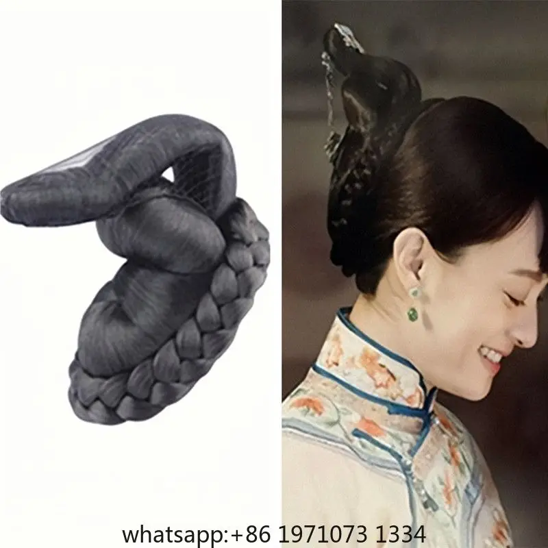 Ancient costume performance wig bag, Zhou Ying, young lady, ancient style hairstyle bun, black new style back spoon,
