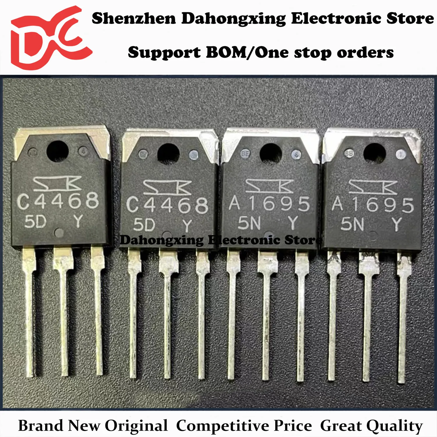 

New Original 5Pairs 2SA1695 A1695 + 2SC4468 C4468 TO-3P Audio Amplifier Transistor Electronic Components Great Quality