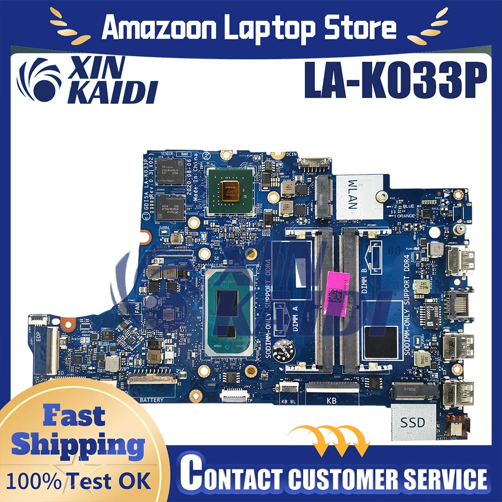 

For DELL Inspiron 3500 3501 Laptop Motherboard LA-K033P i7-1165G7 MX330 2G 0NX5H3 Notebook Mainboard Vostro 100% Tested OK